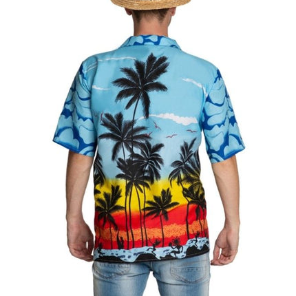 Hawaii Blouse Blauw Heren Paradise van Partychimp koop je bij Partywinkel