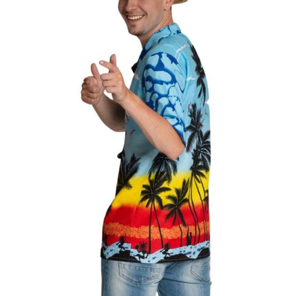 Hawaii Blouse Blauw Heren Paradise van Partychimp koop je bij Partywinkel