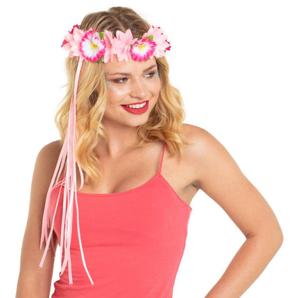 Hawaii Haarband Roze Luxe van Folat koop je bij Partywinkel