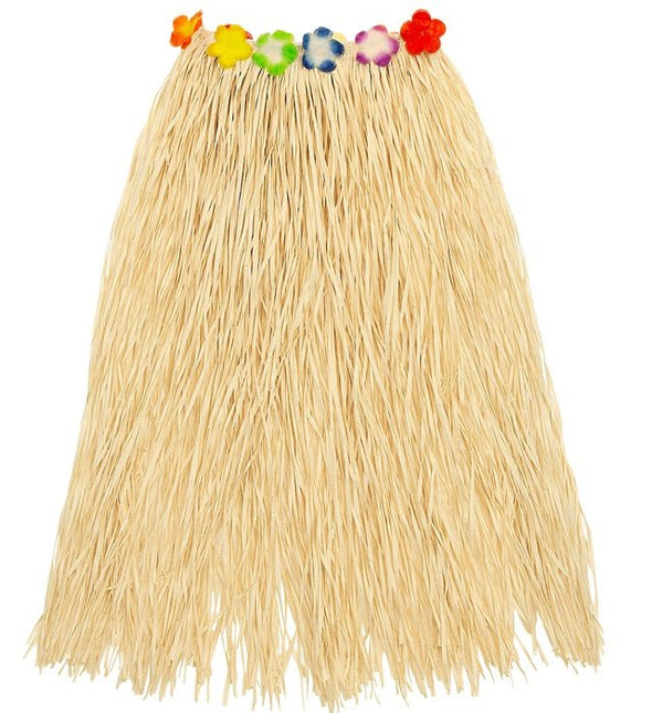 Hawaiirokje Naturel Met Bloemenriem 80cm van Widmann koop je bij Partywinkel