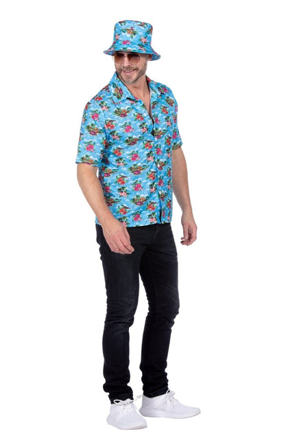 Hawaii Blouse Lichtblauw Heren van Wilbers & Wilbers koop je bij Partywinkel