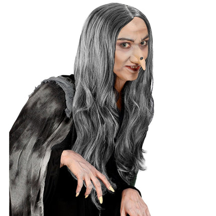 Heks Pruik Grijs Crudelia van Widmann koop je bij Partywinkel