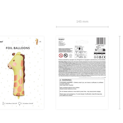 Helium Ballon 1 Jaar Giraffe Leeg 82cm van Partydeco koop je bij Partywinkel
