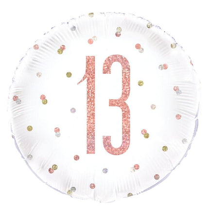 Helium Ballon 13 Jaar Rose Goud 45cm leeg van Unique koop je bij Partywinkel