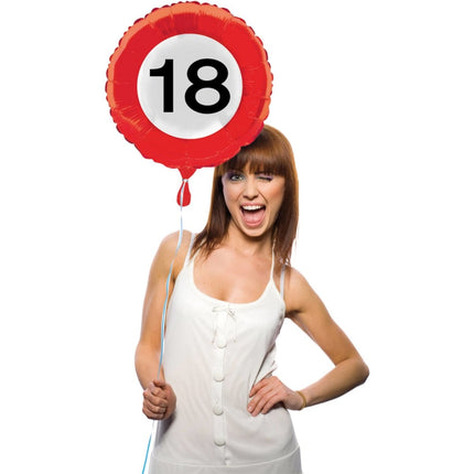 Helium Ballon 18 Jaar Verkeersbord 43cm leeg van Folat koop je bij Partywinkel