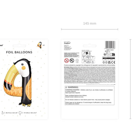 Helium Ballon 4 Jaar Toekan Leeg 80cm van Partydeco koop je bij Partywinkel