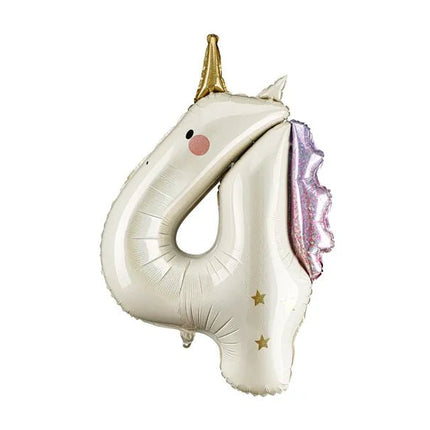 Helium Ballon 4 jaar Unicorn, 93cm, mix van Partydeco koop je bij Partywinkel