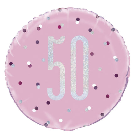 Helium Ballon 50 Jaar Roze 45cm leeg van Unique koop je bij Partywinkel