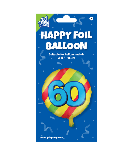 Helium Ballon 60 Jaar Gekleurd Leeg 46cm van Paper Dreams koop je bij Partywinkel