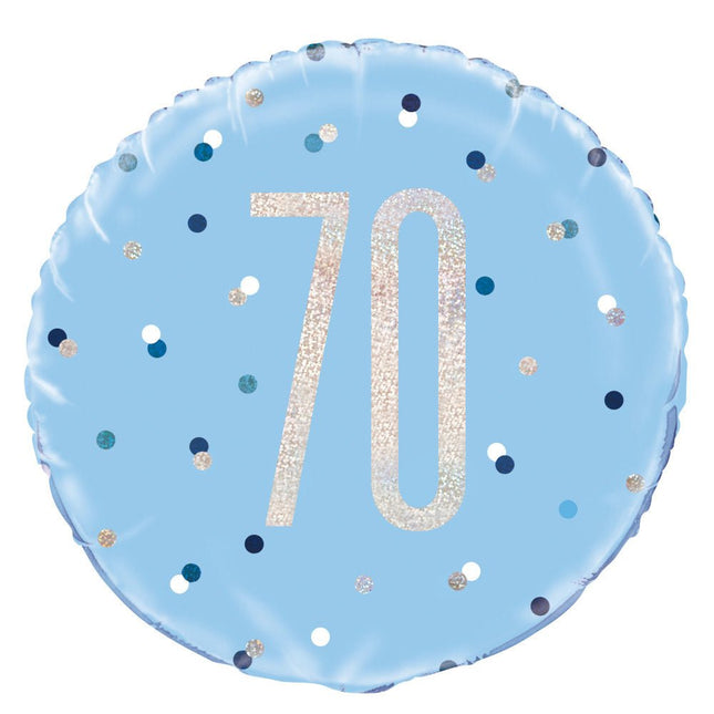 Helium Ballon 70 Jaar Blauw 45cm leeg van Unique koop je bij Partywinkel