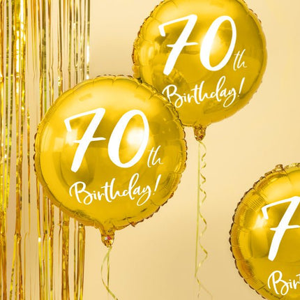 Helium Ballon 70Th Birthday Goud Leeg 45cm van Partydeco koop je bij Partywinkel