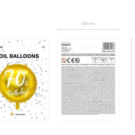 Helium Ballon 70Th Birthday Goud Leeg 45cm van Partydeco koop je bij Partywinkel