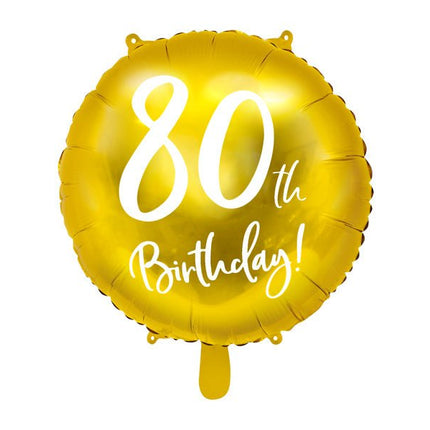 Helium Ballon 80Th Birthday Goud Leeg 45cm van Partydeco koop je bij Partywinkel