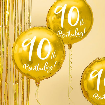 Helium Ballon 90Th Birthday Goud Leeg 45cm van Partydeco koop je bij Partywinkel