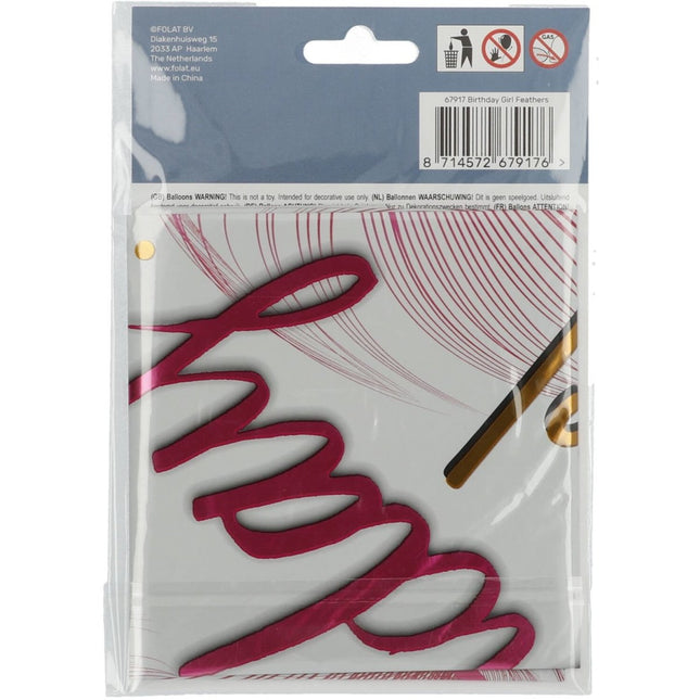 Helium Ballon Birthday Girl Veren Leeg 45cm van Folat koop je bij Partywinkel