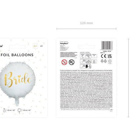 Helium Ballon Bride Wit Leeg 45cm van Partydeco koop je bij Partywinkel