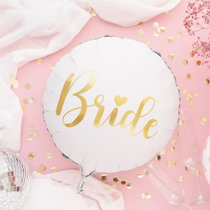 Helium Ballon Bride Wit Leeg 45cm van Partydeco koop je bij Partywinkel