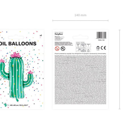 Helium Ballon Cactus Leeg 82cm van Partydeco koop je bij Partywinkel