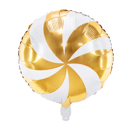 Helium Ballon Candy Goud Wit Leeg 35cm van Partydeco koop je bij Partywinkel