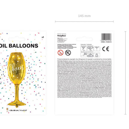 Helium Ballon Champagne Glas Leeg 80cm van Partydeco koop je bij Partywinkel
