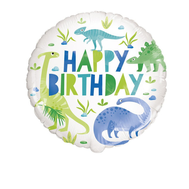 Helium Ballon Dino Happy Birthday 45cm leeg van Unique koop je bij Partywinkel