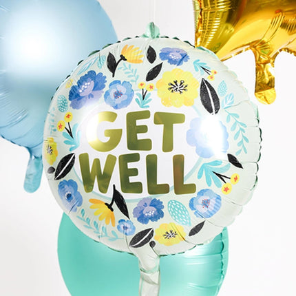 Helium Ballon Get Well Bloemen Leeg 45cm van Folat koop je bij Partywinkel