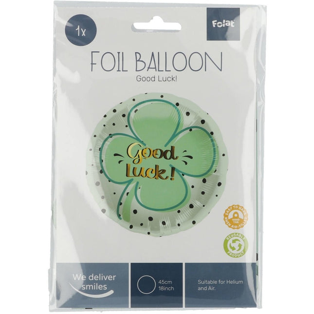 Helium Ballon Good Luck Klaver Leeg 45cm van Folat koop je bij Partywinkel