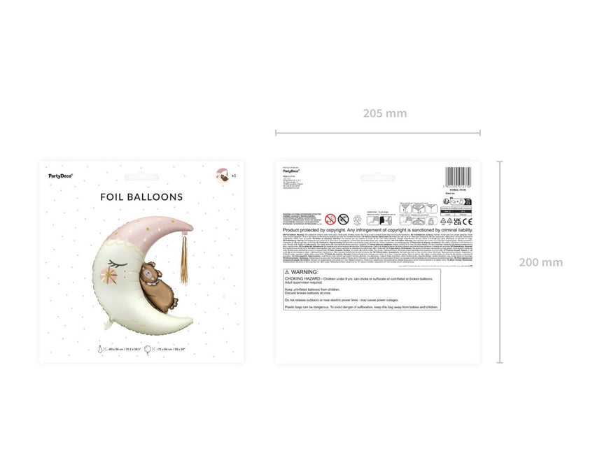 Helium Ballon Halve Maan Met Beertje Leeg 86cm van Partydeco koop je bij Partywinkel