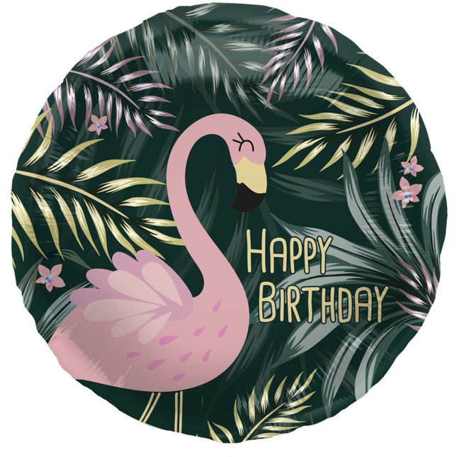 Helium Ballon Happy Birthday Flamingo Leeg 45cm van Folat koop je bij Partywinkel