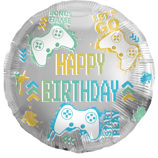 Helium Ballon Happy Birthday Gamen Leeg 45cm van Folat koop je bij Partywinkel
