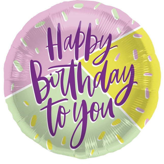 Helium Ballon Happy Birthday Leeg Gekleurd 45cm van Folat koop je bij Partywinkel