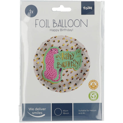 Helium Ballon Happy Birthday Panter Leeg 45cm van Folat koop je bij Partywinkel
