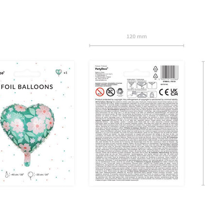 Helium Ballon Hart Bloemen Leeg 45cm van Partydeco koop je bij Partywinkel