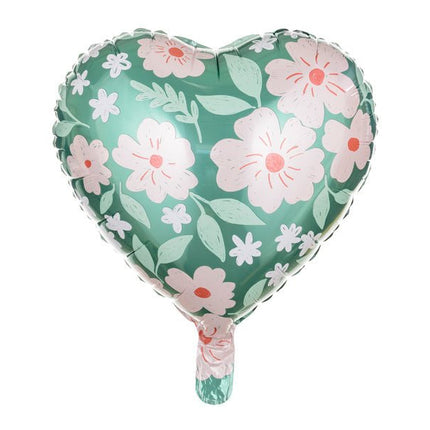 Helium Ballon Hart Bloemen Leeg 45cm van Partydeco koop je bij Partywinkel
