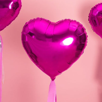 Helium Ballon Hart Fuchsia Leeg 45cm van Partydeco koop je bij Partywinkel