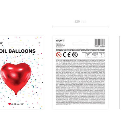 Helium Ballon Hart Rood Leeg 45cm van Partydeco koop je bij Partywinkel