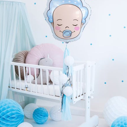 Helium Ballon Hoofd Baby Jongen Leeg 45cm van Partydeco koop je bij Partywinkel