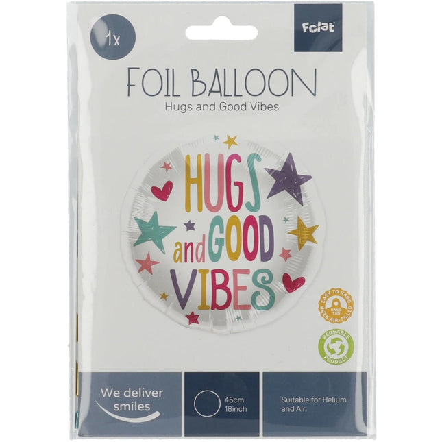 Helium Ballon Hugs And Good Vibes Leeg 45cm van Folat koop je bij Partywinkel