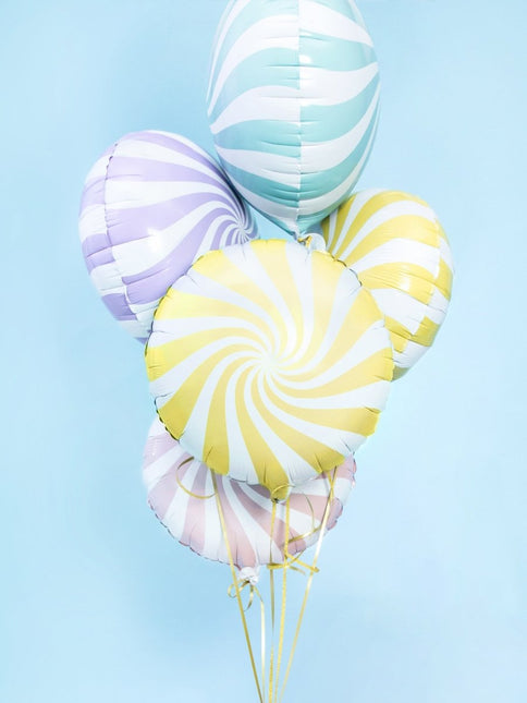 Helium Ballon Lichtgeel Swirl 45cm leeg van Partydeco koop je bij Partywinkel