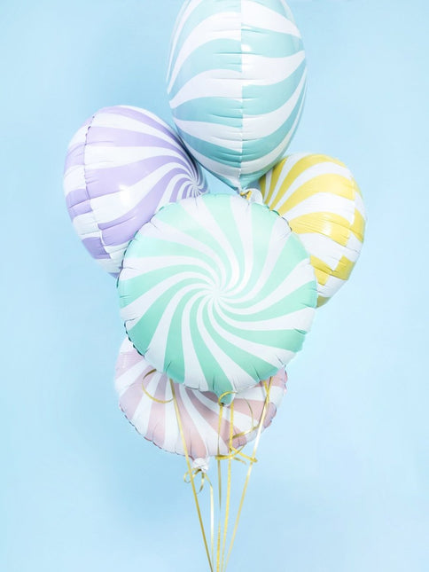 Helium Ballon Mintgroen Swirl 45cm leeg van Partydeco koop je bij Partywinkel