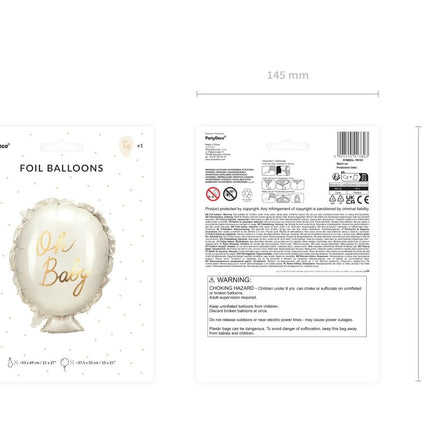 Helium Ballon Oh Baby Leeg 53cm van Partydeco koop je bij Partywinkel