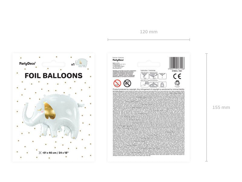 Helium Ballon Olifant Leeg 83cm van Partydeco koop je bij Partywinkel