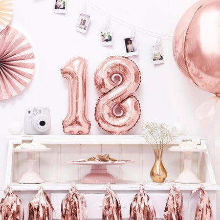 Helium Ballon Rond Rose Goud Leeg 40cm van Partydeco koop je bij Partywinkel