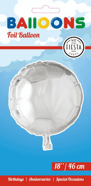 Helium Ballon Rond Zilver 46cm leeg van WeFiesta koop je bij Partywinkel