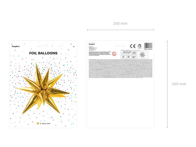 Helium Ballon Ster 3D Goud Leeg 95cm van Partydeco koop je bij Partywinkel