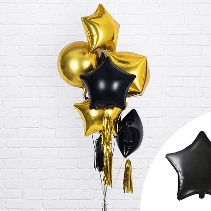Helium Ballon Ster Zwart Leeg 48cm van Partydeco koop je bij Partywinkel