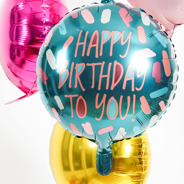 Helium Ballon Verjaardag Happy Birthday Blauw Rose Goud Leeg 45cm van Folat koop je bij Partywinkel