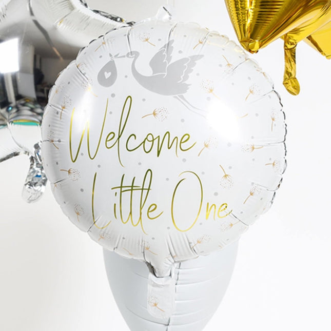 Helium Ballon Welcome Little One Ooievaar Leeg 45cm van Folat koop je bij Partywinkel