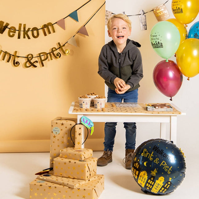 Helium Ballon Welkom Sint En Piet Leeg 45cm van Folat koop je bij Partywinkel