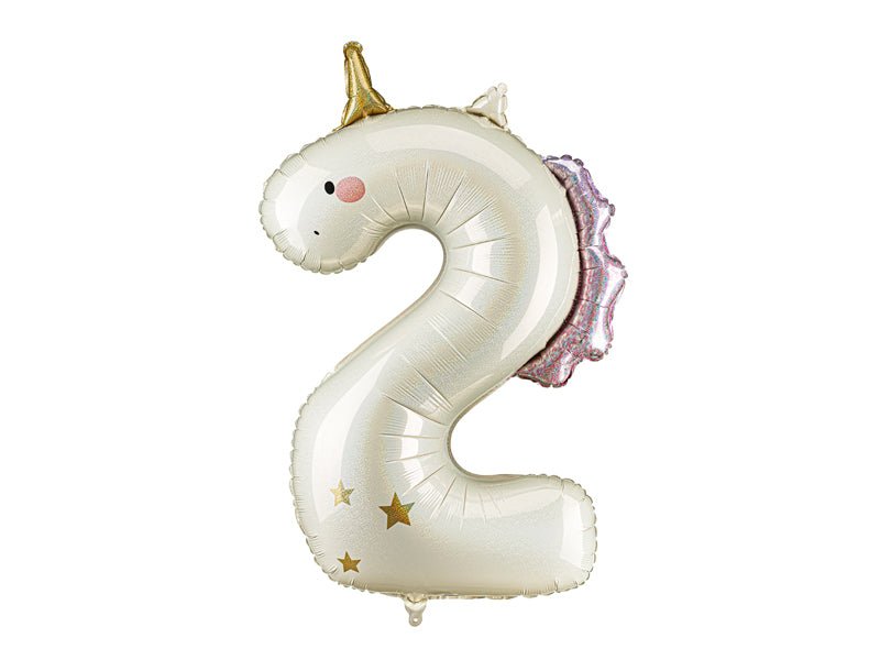 Heliumballon 2 jaar Unicorn, 93cm, mix van Partydeco koop je bij Partywinkel